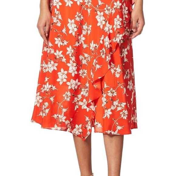 CALVIN KLEIN women’s ruffle front skirt tango floral print size 12 - Picture 4 of 15